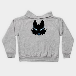 Blue Eyed Black Wolf Mask Kids Hoodie